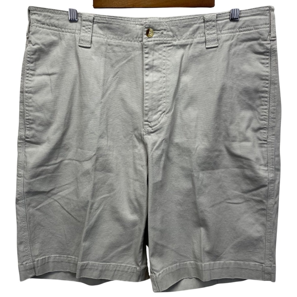 Tori Richard Honolulu Chino Shorts Mens 36 Khaki Gray Cotton‎ Stretch Flat Front